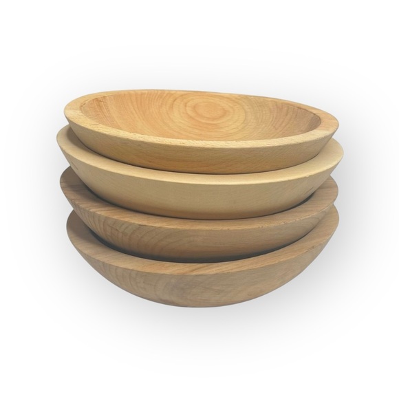 Vintage: Williams Sonoma 𖦹 Set of 4 Hand Carved Maple Salad Bowl 𖦹 - Picture 4 of 17